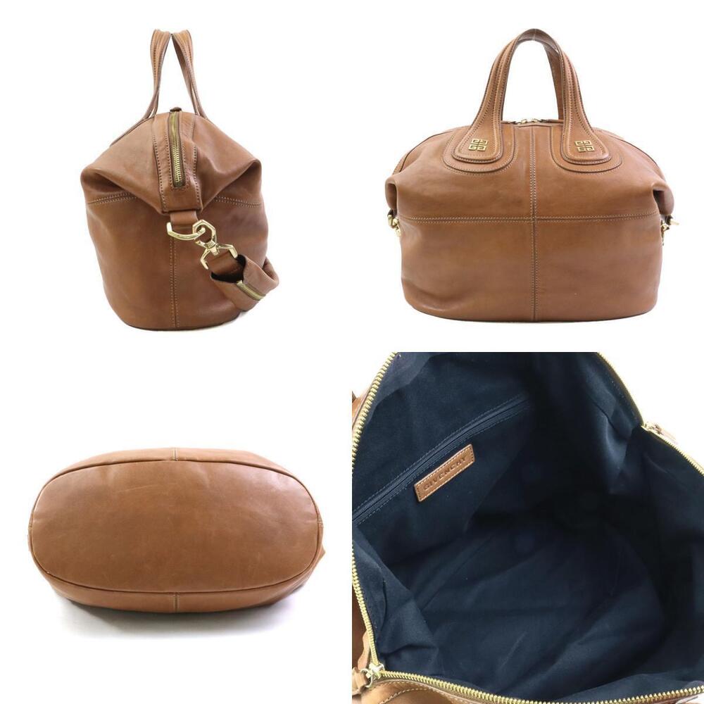 Givenchy Nightingale Brown Bag Shoulder Leather 2way
